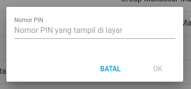 Dialog kode registrasi