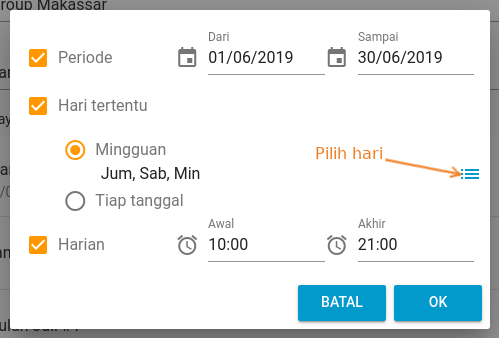 Jadwal tayang mingguan